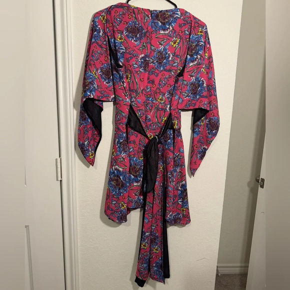 Prabal Gurung Floral Print A Line Pink Blue Mini Dress Womens Size 12 - Picture 8 of 11